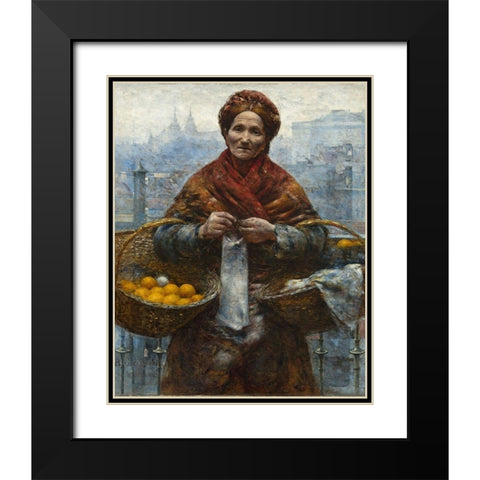 Jewish woman selling oranges Black Modern Wood Framed Art Print with Double Matting by Gierymski, Aleksander