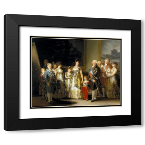 Charles IV of Spain and His Family Black Modern Wood Framed Art Print with Double Matting by Goya, Francisco