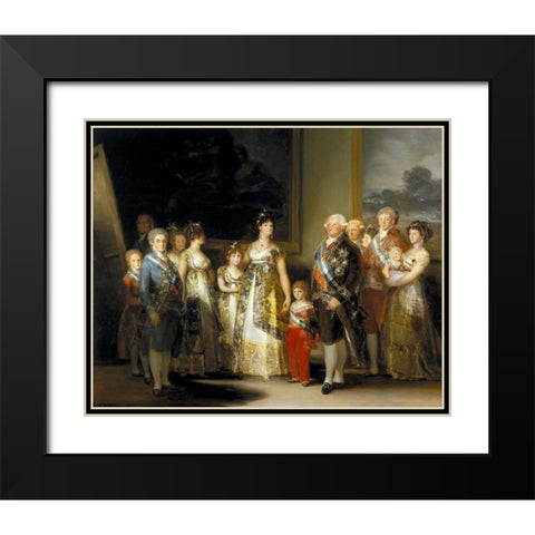 Charles IV of Spain and His Family Black Modern Wood Framed Art Print with Double Matting by Goya, Francisco