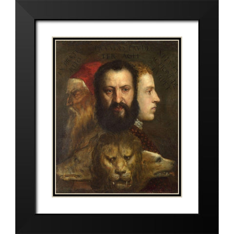 An Allegory of Prudence  Black Modern Wood Framed Art Print with Double Matting by Titian