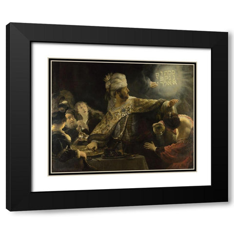 Belshazzars Feast Black Modern Wood Framed Art Print with Double Matting by Rembrandt