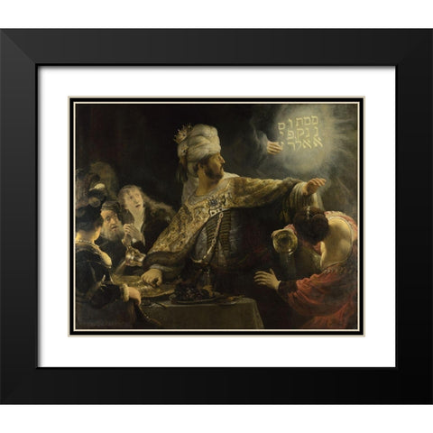 Belshazzars Feast Black Modern Wood Framed Art Print with Double Matting by Rembrandt