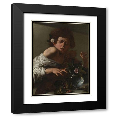 Boy Bitten by a Lizard Black Modern Wood Framed Art Print with Double Matting by Caravaggio