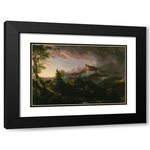 The Savage State from The Course of Empire Black Modern Wood Framed Art Print with Double Matting by Cole, Thomas