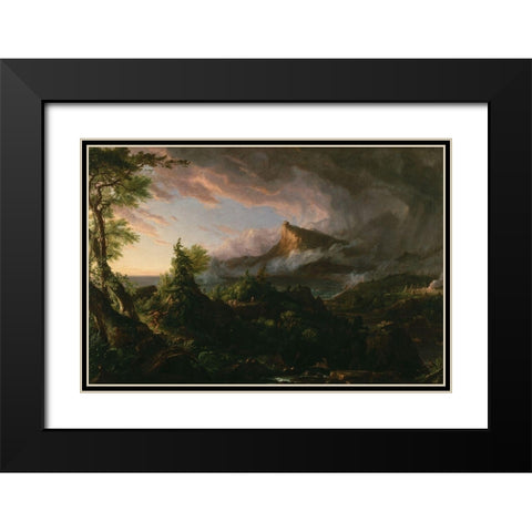 The Savage State from The Course of Empire Black Modern Wood Framed Art Print with Double Matting by Cole, Thomas
