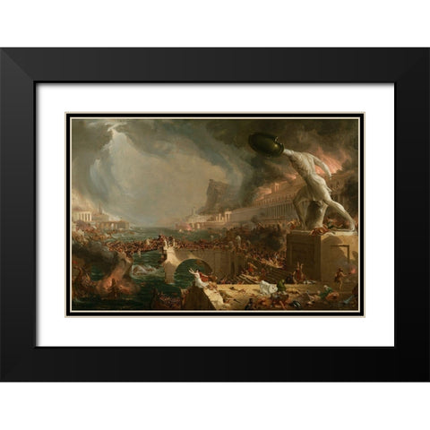 The Course of Empire Destruction Black Modern Wood Framed Art Print with Double Matting by Cole, Thomas