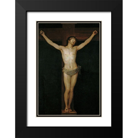 Christ on the Cross Black Modern Wood Framed Art Print with Double Matting by Goya, Francisco