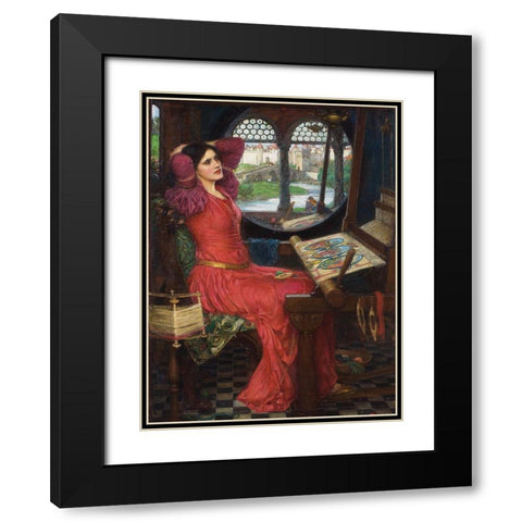 I am half-sick of shadows, said the lady of shalott Black Modern Wood Framed Art Print with Double Matting by Waterhouse, John William