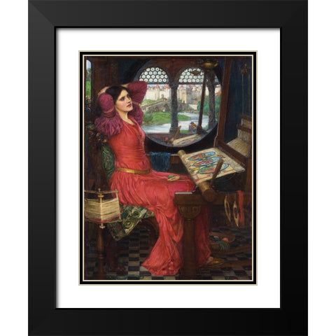 I am half-sick of shadows, said the lady of shalott Black Modern Wood Framed Art Print with Double Matting by Waterhouse, John William