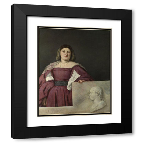 La Schiavona Black Modern Wood Framed Art Print with Double Matting by Titian