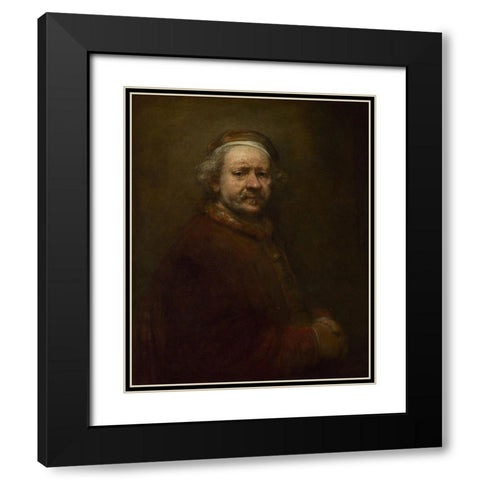 Self-Portrait at the Age of 63 Black Modern Wood Framed Art Print with Double Matting by Rembrandt