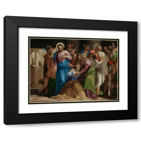 The Conversion of Mary Magdalene Black Modern Wood Framed Art Print with Double Matting by Veronese, Paolo