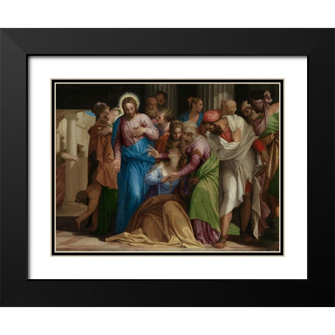 The Conversion of Mary Magdalene Black Modern Wood Framed Art Print with Double Matting by Veronese, Paolo