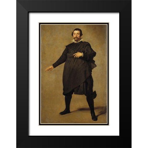 Portrait of Pablo de Valladolid Black Modern Wood Framed Art Print with Double Matting by Velazquez, Diego