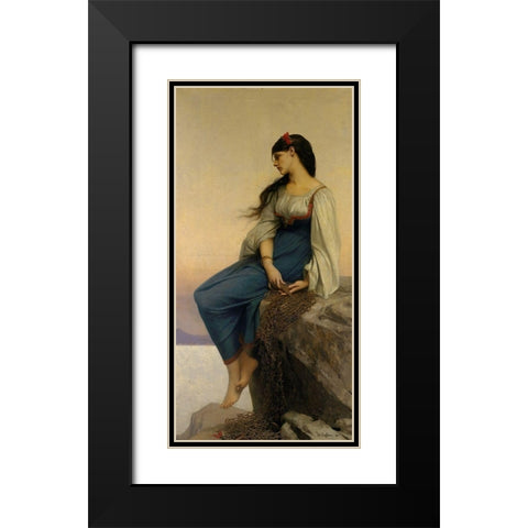 Graziella Black Modern Wood Framed Art Print with Double Matting by Lefebvre, Jules Joseph