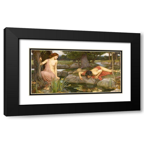 Echo and Narcissus Black Modern Wood Framed Art Print with Double Matting by Waterhouse, John William