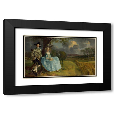 Mr and Mrs Andrews Black Modern Wood Framed Art Print with Double Matting by Gainsborough, Thomas