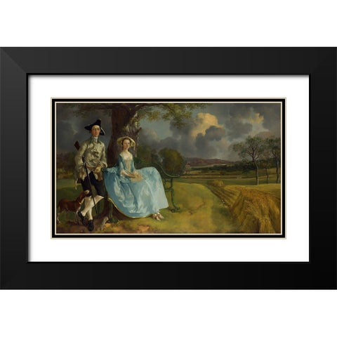 Mr and Mrs Andrews Black Modern Wood Framed Art Print with Double Matting by Gainsborough, Thomas
