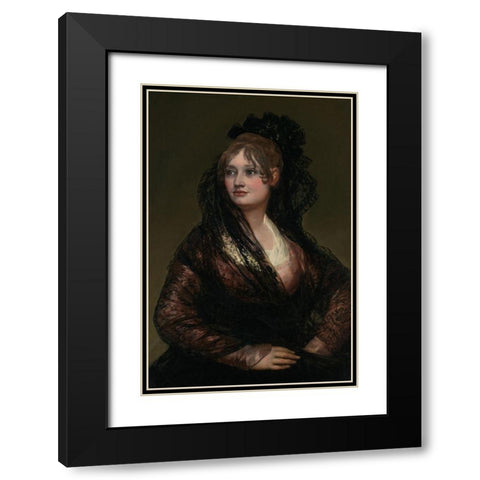 Portrait of Dona Isabel de Porcel Black Modern Wood Framed Art Print with Double Matting by Goya, Francisco