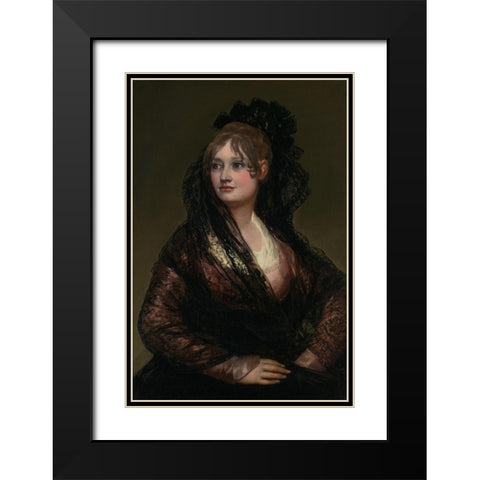 Portrait of Dona Isabel de Porcel Black Modern Wood Framed Art Print with Double Matting by Goya, Francisco