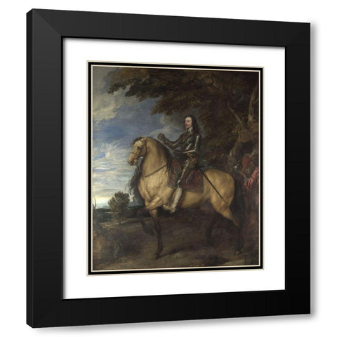Equestrian Portrait of Charles I Black Modern Wood Framed Art Print with Double Matting by van Dyck, Anthony