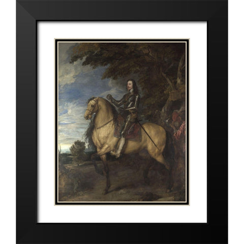 Equestrian Portrait of Charles I Black Modern Wood Framed Art Print with Double Matting by van Dyck, Anthony