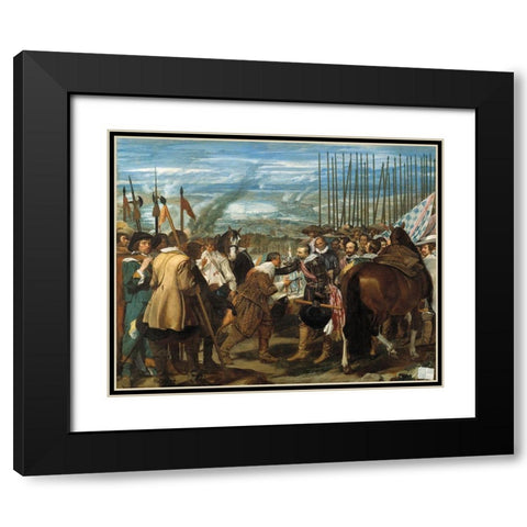 The Surrender of Breda Black Modern Wood Framed Art Print with Double Matting by Velazquez, Diego