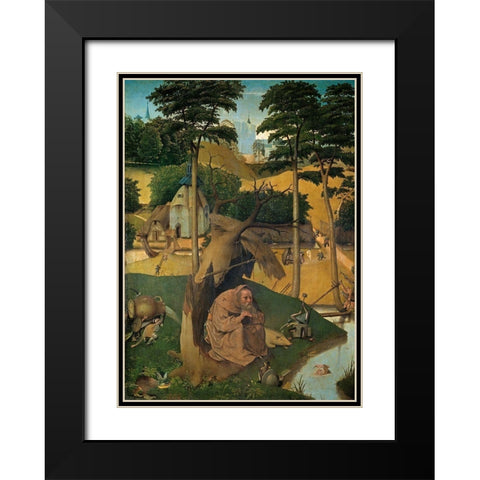The Temptation of St Anthony Black Modern Wood Framed Art Print with Double Matting by Bosch, Hieronymus