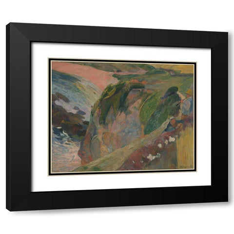 The Flageolet Player on the Cliff Black Modern Wood Framed Art Print with Double Matting by Gauguin, Paul