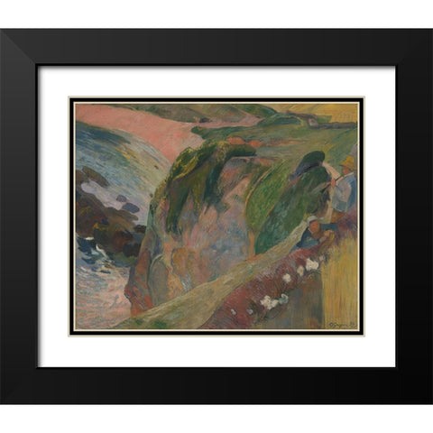 The Flageolet Player on the Cliff Black Modern Wood Framed Art Print with Double Matting by Gauguin, Paul
