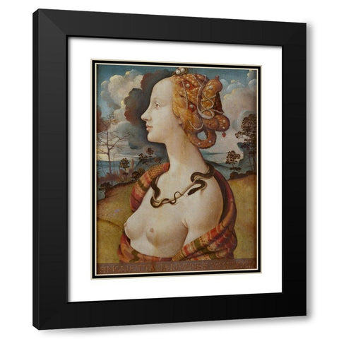 Portrait of Simonetta Vespucci Black Modern Wood Framed Art Print with Double Matting by di Cosimo, Piero