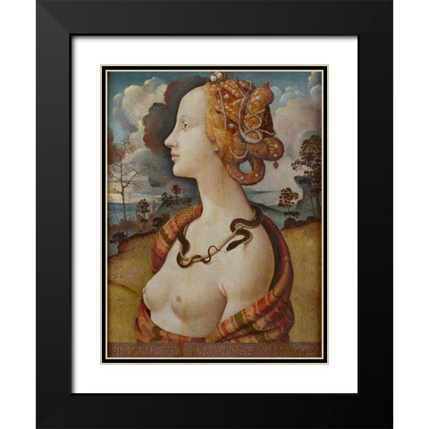 Portrait of Simonetta Vespucci Black Modern Wood Framed Art Print with Double Matting by di Cosimo, Piero