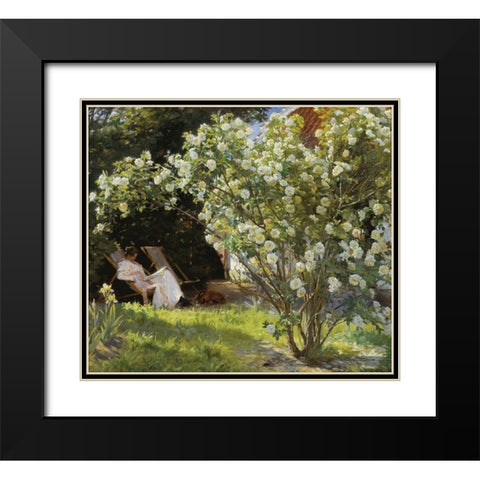 Roses Black Modern Wood Framed Art Print with Double Matting by Kroyer, Peder Severin