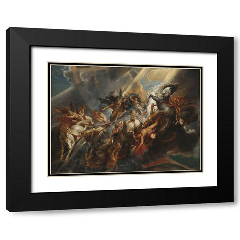 The Fall of Phaeton Black Modern Wood Framed Art Print with Double Matting by Rubens, Peter Paul