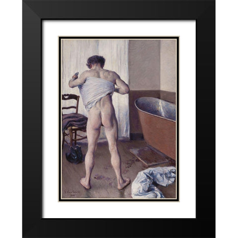 Homme au bain Black Modern Wood Framed Art Print with Double Matting by Caillebotte, Gustave