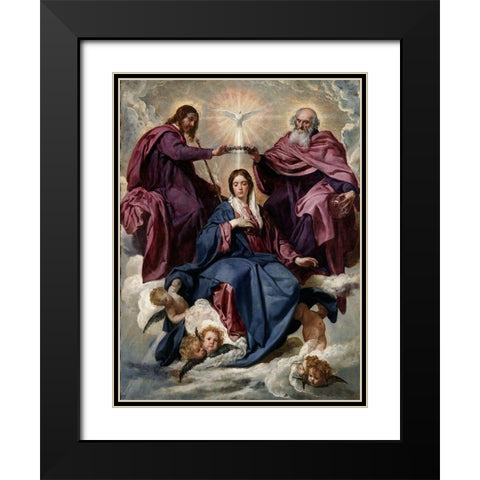 Coronation of the Virgin Black Modern Wood Framed Art Print with Double Matting by Valazquez, Diego