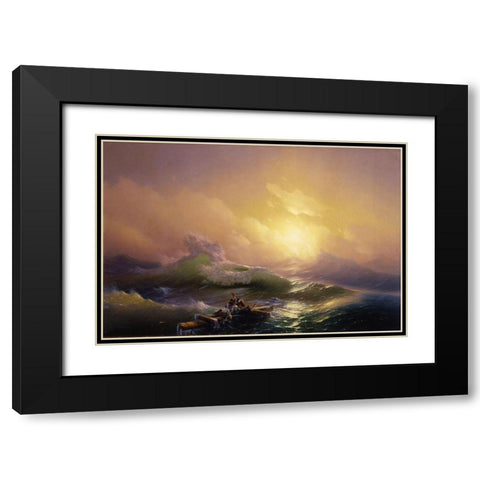 The Ninth Wave Black Modern Wood Framed Art Print with Double Matting by Aivazovsky, Ivan