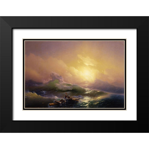 The Ninth Wave Black Modern Wood Framed Art Print with Double Matting by Aivazovsky, Ivan
