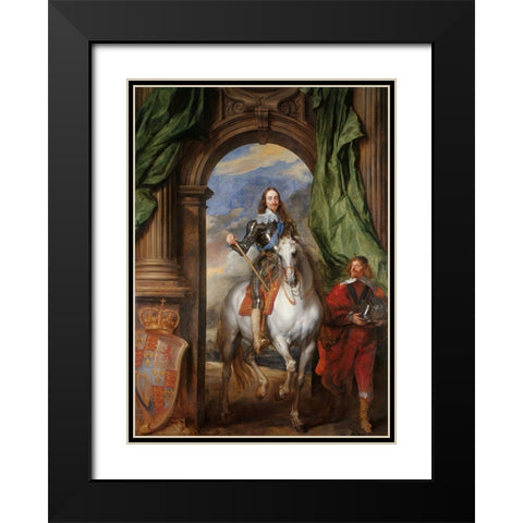 Charles I with M. de St Antoine Black Modern Wood Framed Art Print with Double Matting by van Dyck, Anthony
