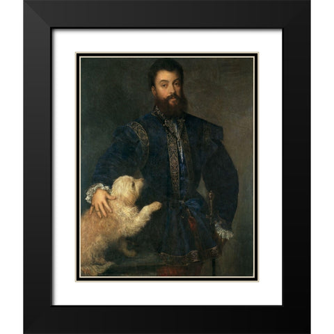 Portrait of Federico II Gonzaga Black Modern Wood Framed Art Print with Double Matting by Titian