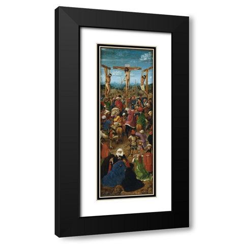 Crucifixion and Last Judgement diptych, left panel Black Modern Wood Framed Art Print with Double Matting by van Eyck, Jan