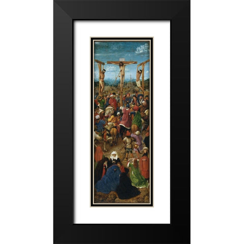 Crucifixion and Last Judgement diptych, left panel Black Modern Wood Framed Art Print with Double Matting by van Eyck, Jan