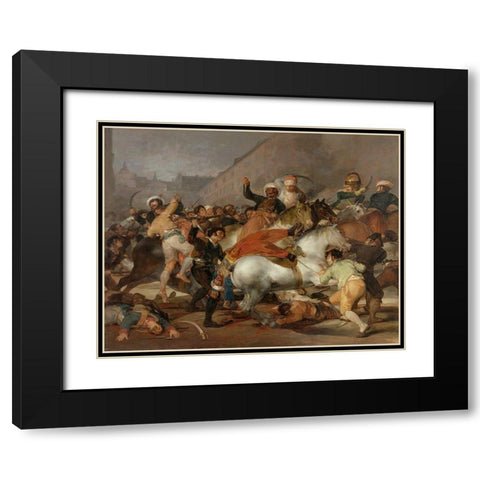 The Second of May 1808 Black Modern Wood Framed Art Print with Double Matting by Goya, Francisco
