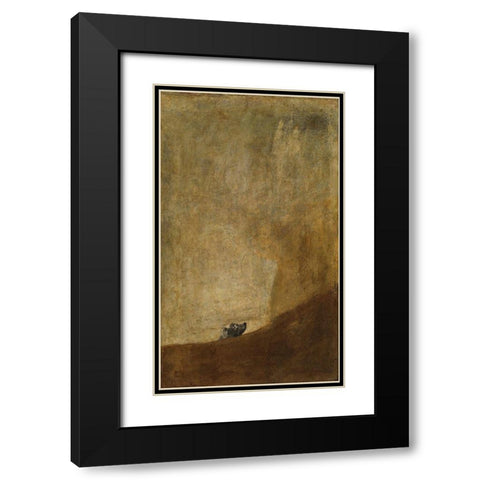 The Dog Black Modern Wood Framed Art Print with Double Matting by Goya, Francisco