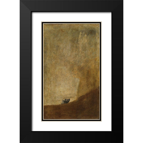 The Dog Black Modern Wood Framed Art Print with Double Matting by Goya, Francisco