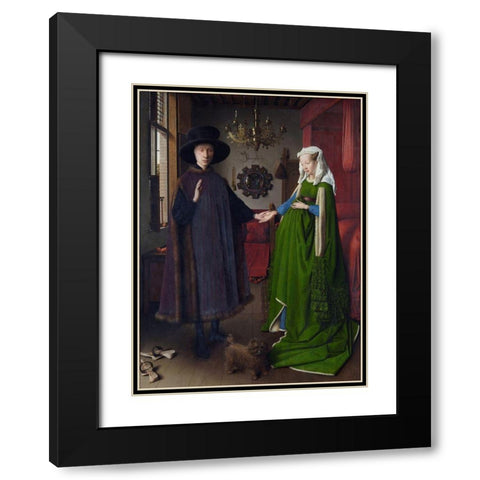 Arnolfini Portrait Black Modern Wood Framed Art Print with Double Matting by van Eyck, Jan