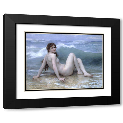 The Wave at Nude Black Modern Wood Framed Art Print with Double Matting by Bouguereau, William-Adolphe