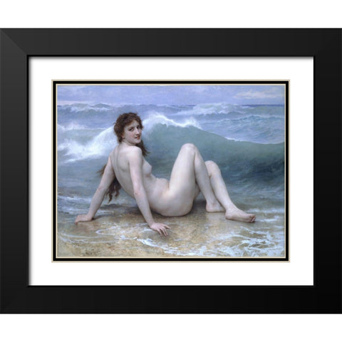 The Wave at Nude Black Modern Wood Framed Art Print with Double Matting by Bouguereau, William-Adolphe