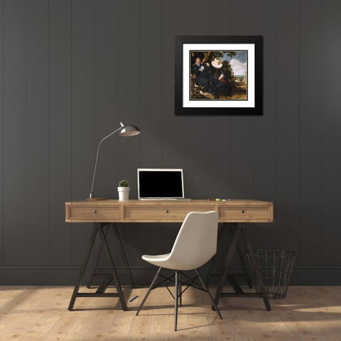Marriage Portrait of Isaac Massa and Beatrix van der Laen Black Modern Wood Framed Art Print with Double Matting by Hals, Frans