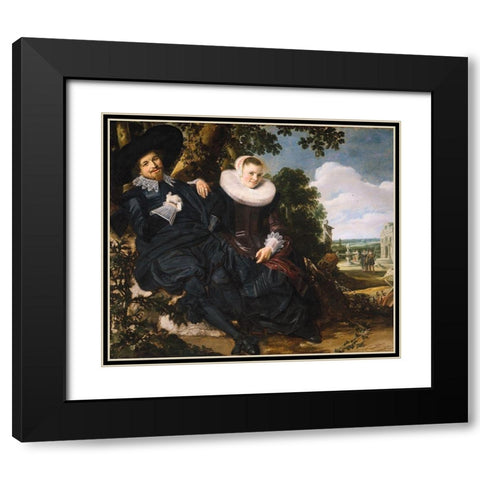 Marriage Portrait of Isaac Massa and Beatrix van der Laen Black Modern Wood Framed Art Print with Double Matting by Hals, Frans
